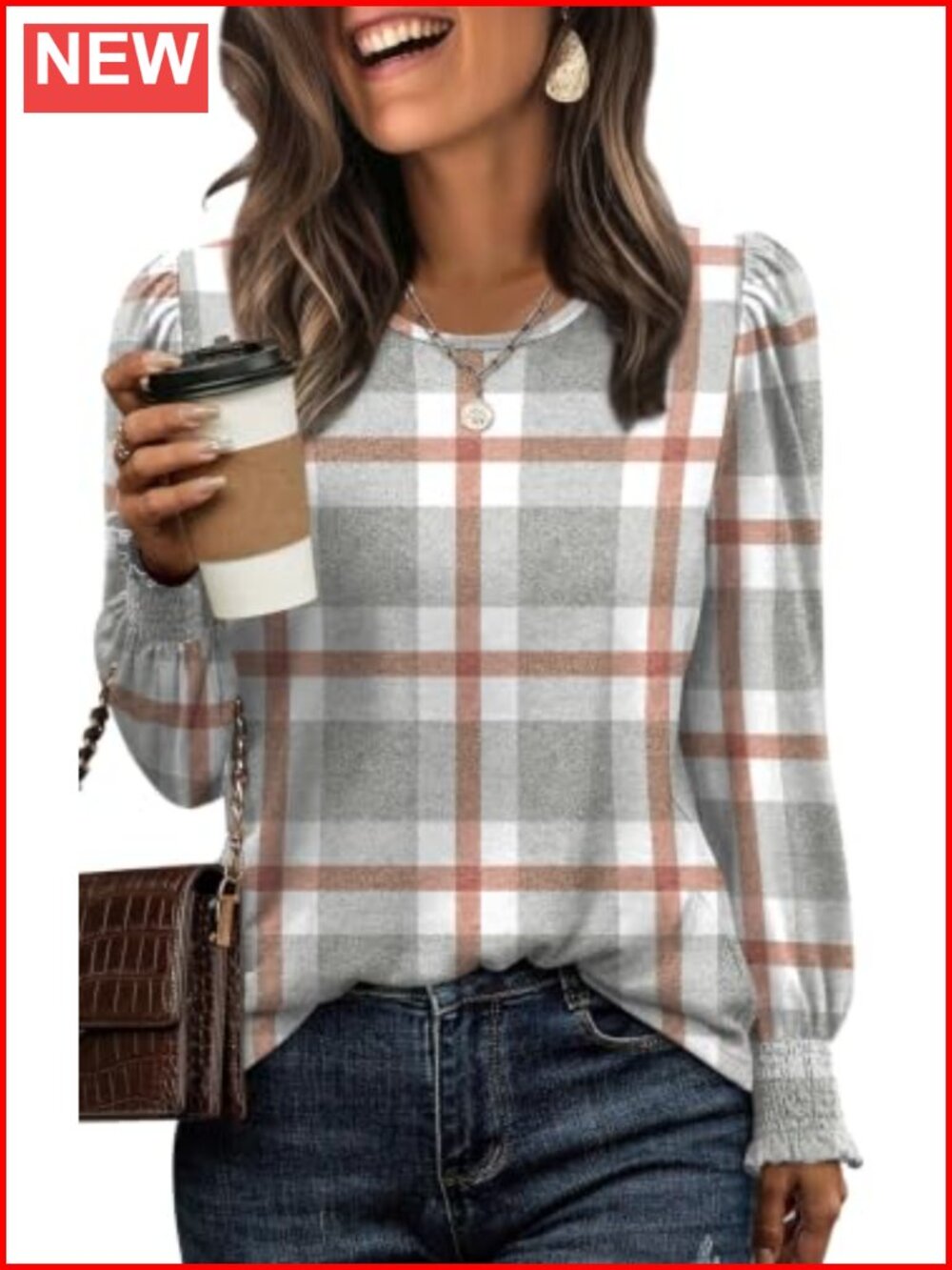 XIEERDUO Women's Long Sleeve Tunic Blouse with Smocked Cuffs